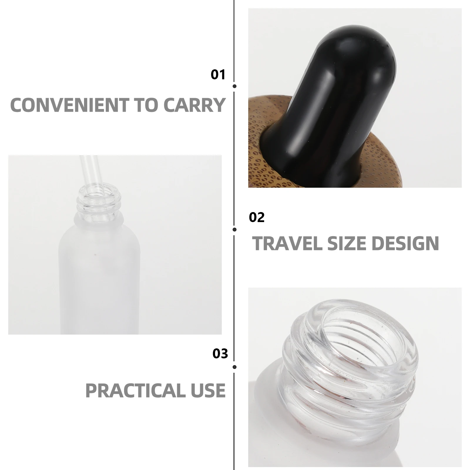 

4 Pcs Essential Oil Drop Bottle Glass Dropper Clear Empty Bottles Travel with Wooden
