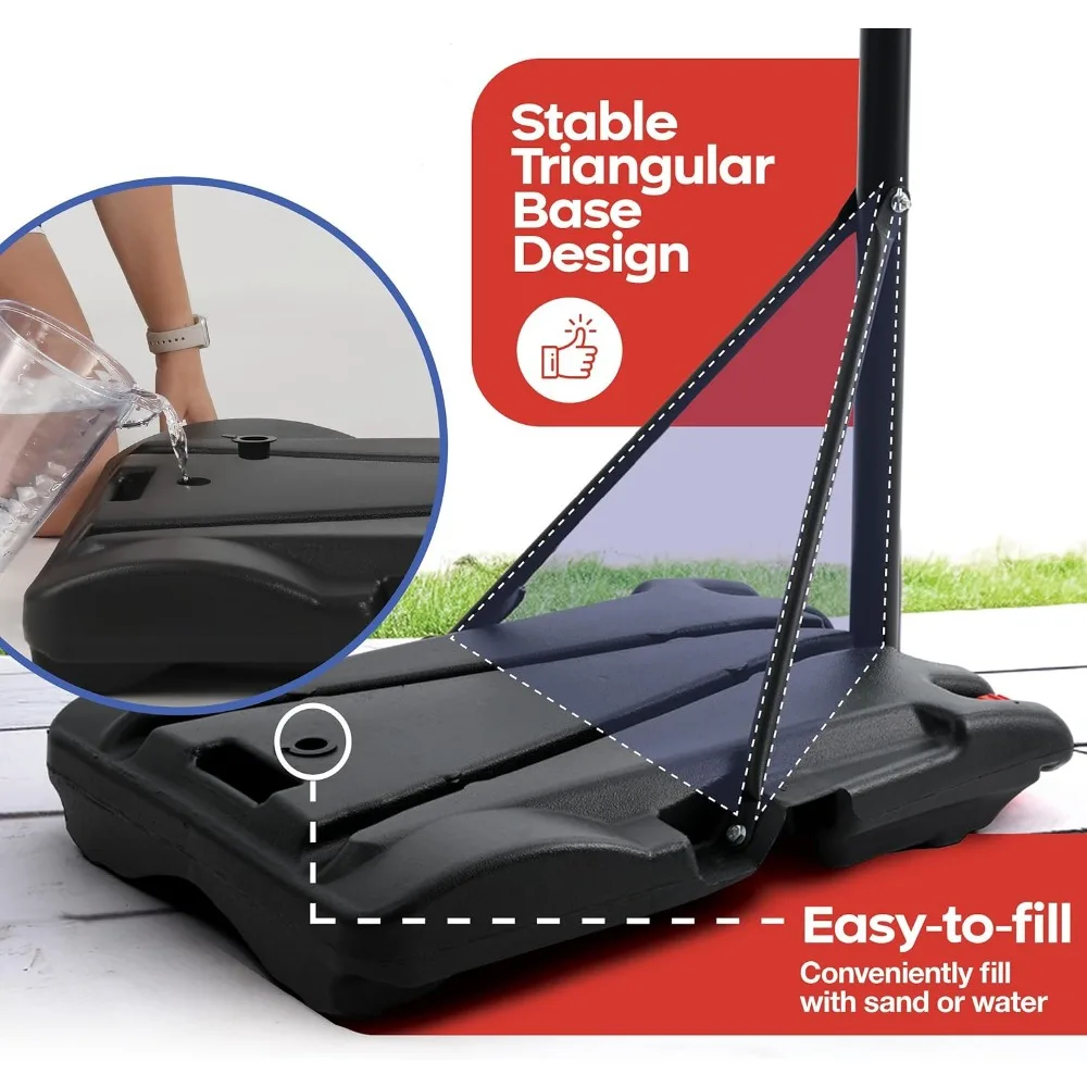 持ち運び可能な高さ調節可能な子供用バスケットボールゴール 屋外用 - 33インチバックボード、70～84インチ、子供とティーンエイジャーに最適