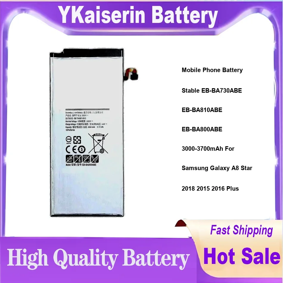 

Mobile Phone Battery Stable EB-BA730ABE EB-BA810ABE EB-BA800ABE 3000-3700mAh For Samsung Galaxy A8 Star 2018 2015 2016 Plus