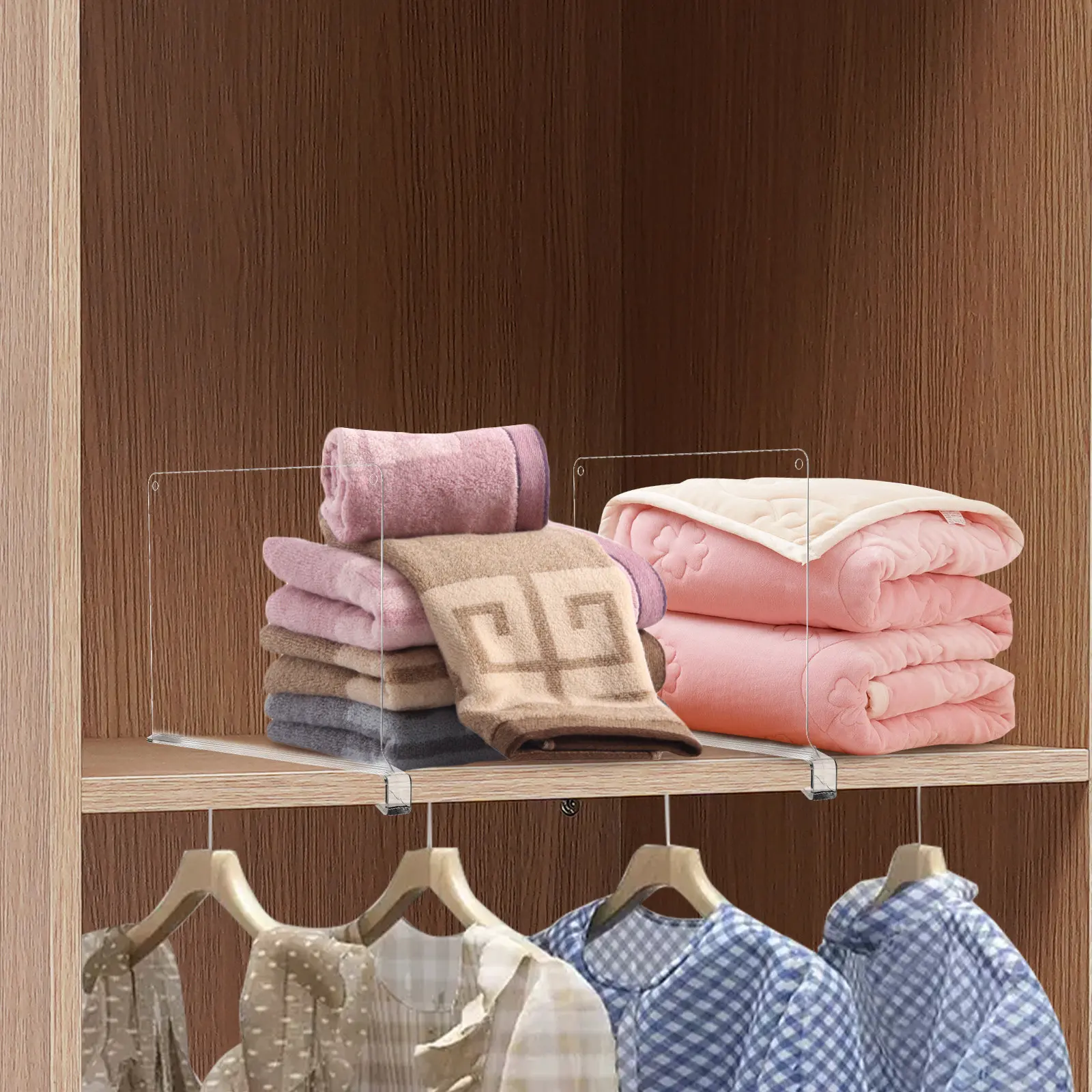 

Набор из 6 прозрачных вертикальных разделителей для полок в шкафу: органайзеры для одежды, обуви, сумок, для хранения в шкафах, гардеробах и кладовках