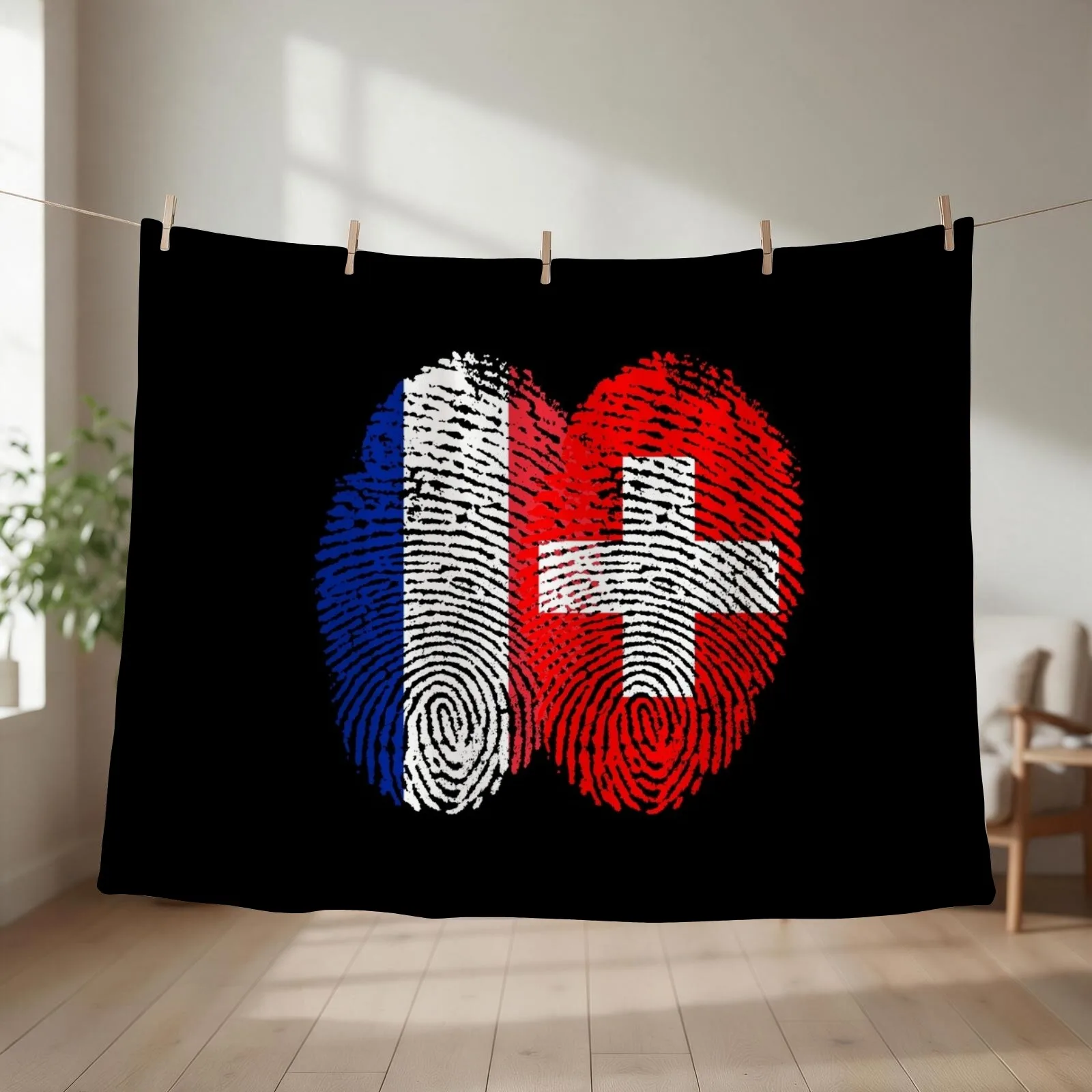 France Switzerland Flags Fingerprint united Throw Blanket manga Winter beds Thin Furrys Blankets
