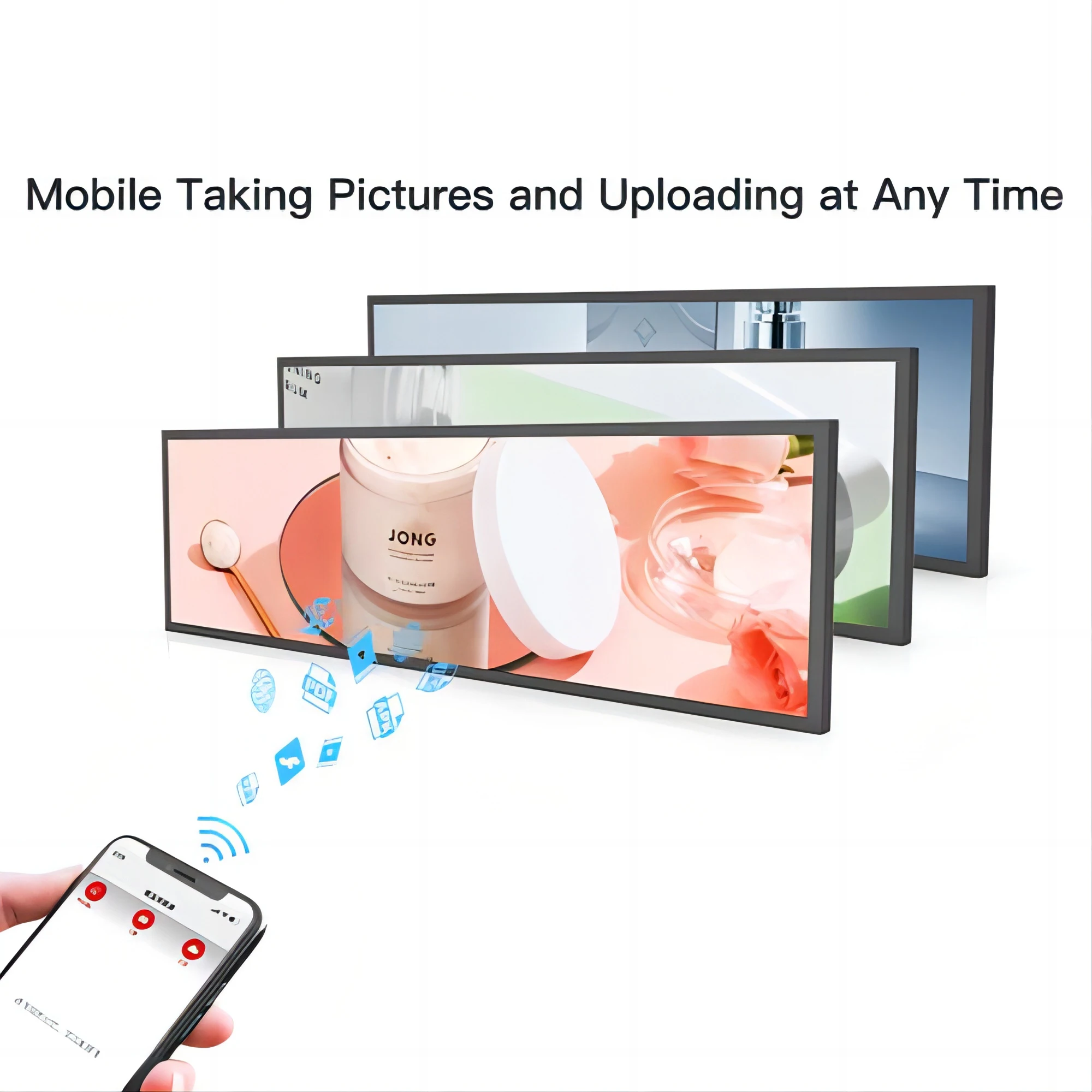 Digital Signage Advertisement Bar Screen Shelf Stretched Bar Type LCD Display Stretched Bar LCD Display für Airport Shoe Stores