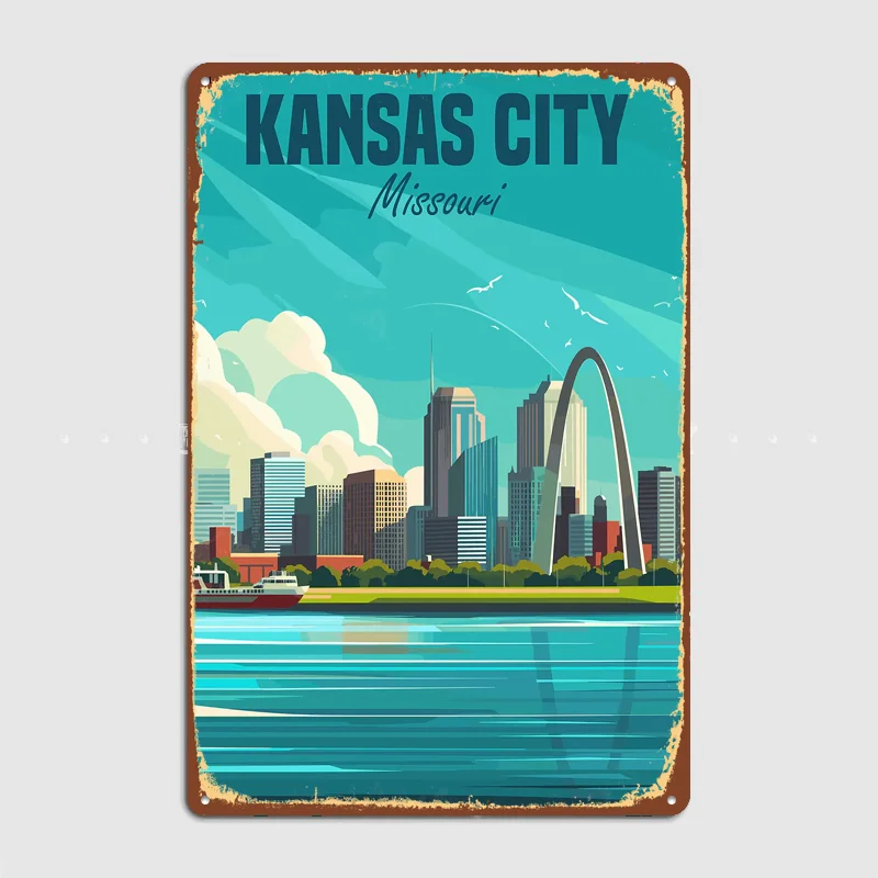Kansas City Missouri Travel Poster Metal Sign Posters Bar Bedroom Custom Wall Decorations Room Decoration Interior Home Decor