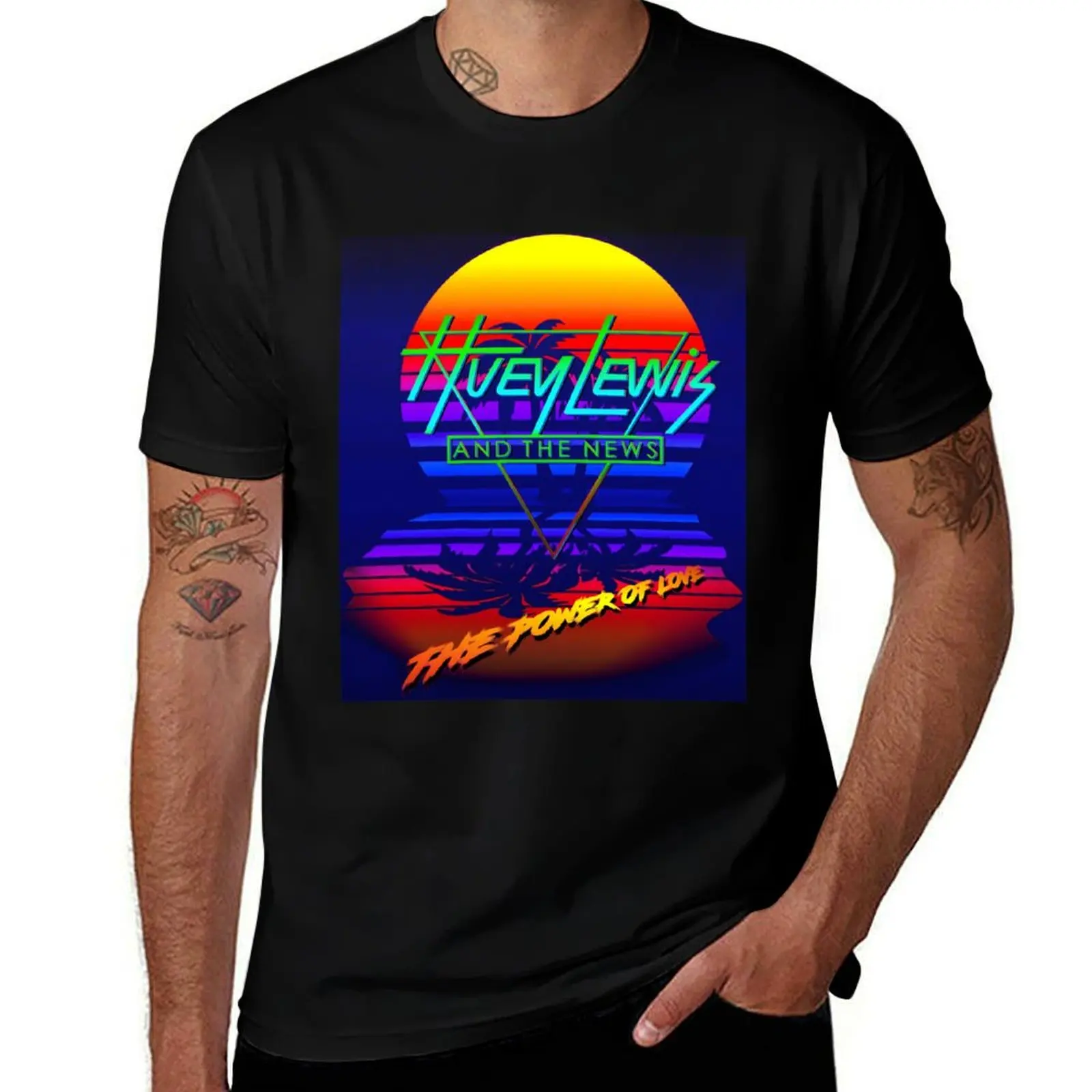Huey Lewis The Power Of Love Retro 80s Synthwave Homage Classic T-Shirt Fashion Pattern Printed Tee Shirt
