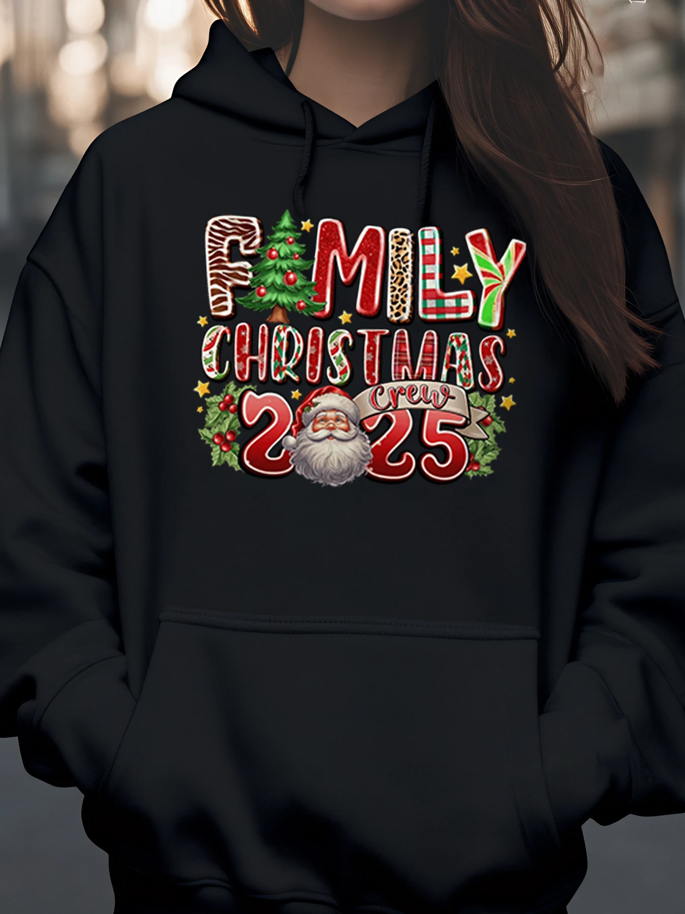 

Семейная рождественская толстовка с принтом Crew 2025 года. Праздничная одежда для членов семьи.