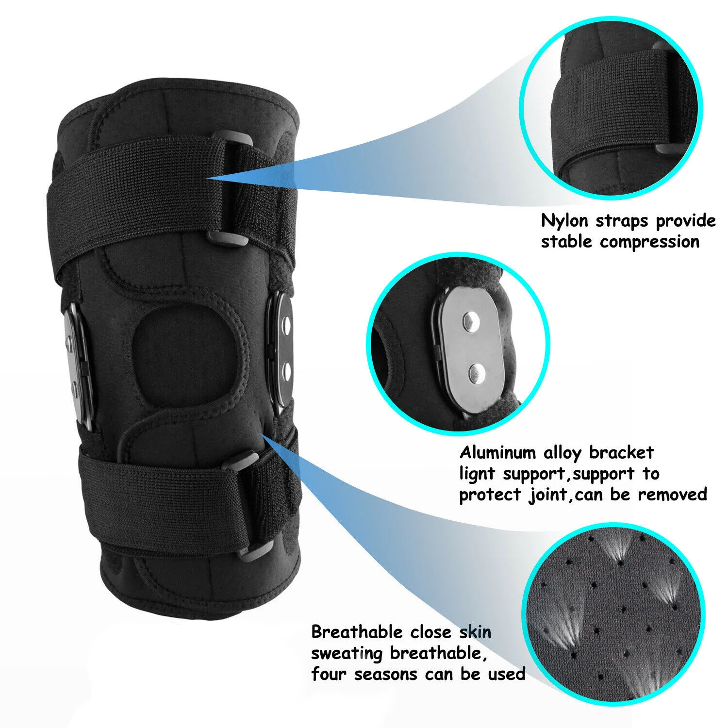 1Pcs Knee Sleeve Male Knee Patella Support, Brace Sleeve Wrap Cap, Bike Motorbike Sports Adjustable Hinged Stabilizer