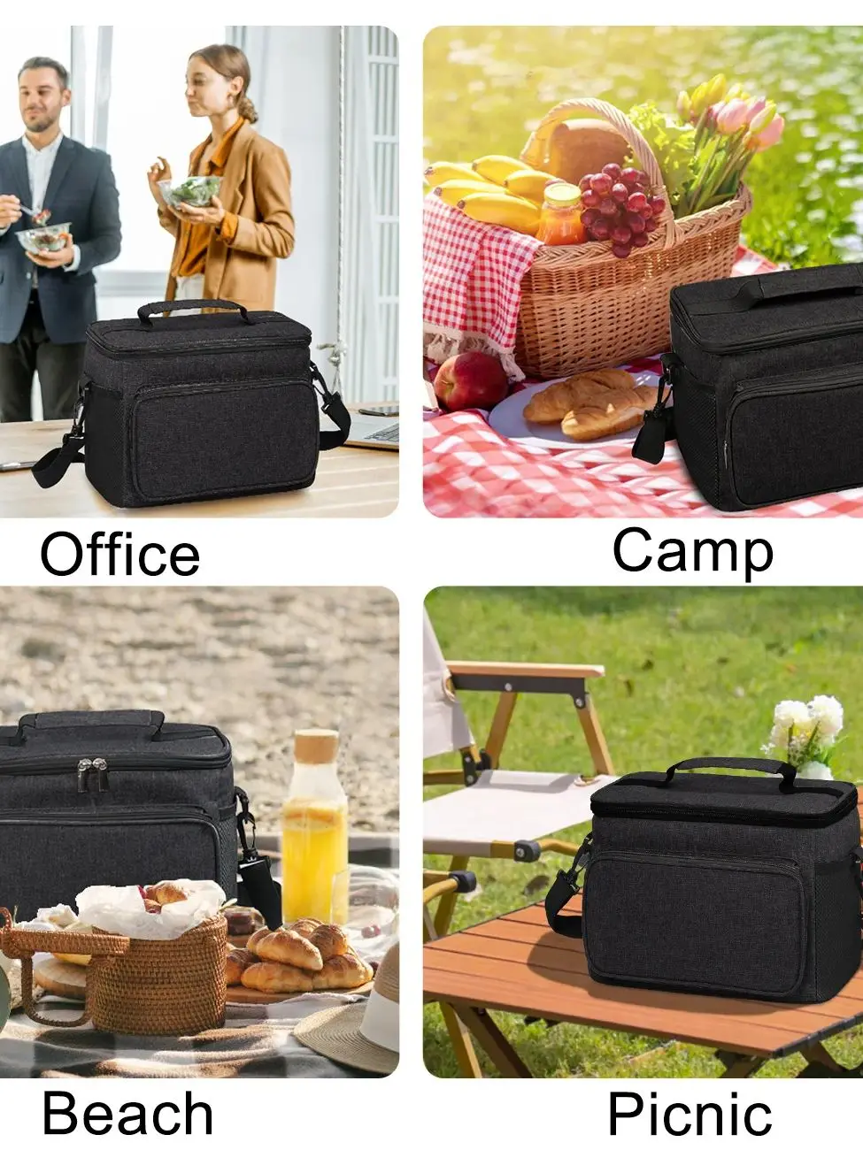 Isolierte Lunchtasche, große Lunchtaschen für Damen und Herren, wiederverwendbare Lunchtasche mit verstellbarem Schultergurt – Detail 5
