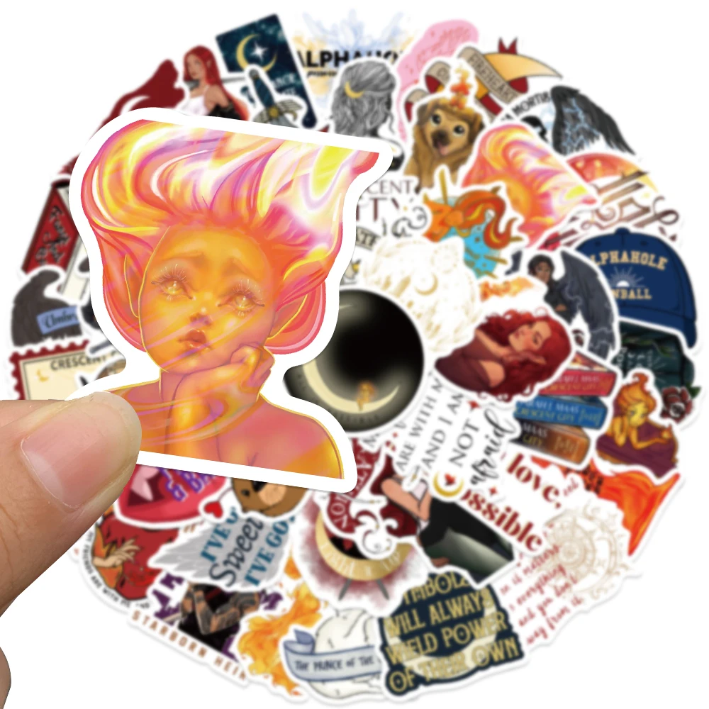 50PCS Crescent City House of Flame Romance Book Sticker Cartoon DIY Decal Diary Guitar Phone Laptop Scrapbook Booktok Sticker