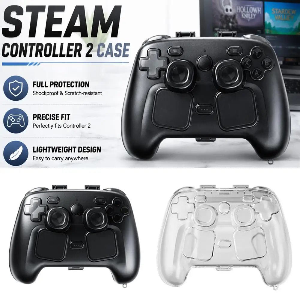 Transparente schwarze Schutzhülle gegen Stürze für Steam Controller 2_voghion.com