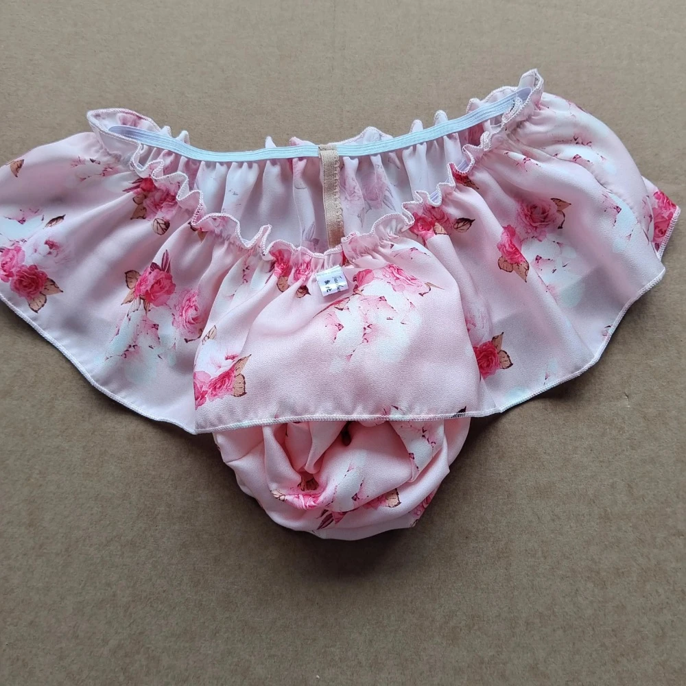 مثير الذكور اليدوية Underpant حريري الأزهار تصميم الرجال ملخصات سراويل داخلية نسائية من الدانتيل BF هدية الوثن الملابس الداخلية نادي بار تظهر أزياء رقص