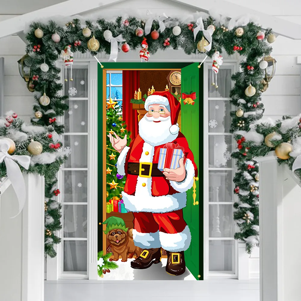 Nightmare Before Christmas Outdoor Decorations Christmas Door Cover Decorative Hanging Cloth Holiday Party Atmosphere Curtain