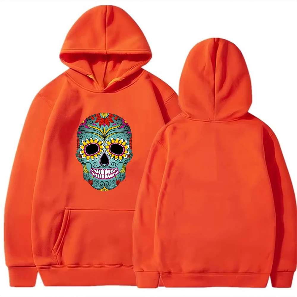 Sugar Skull  Mexican Spanish Mexico Day of The Dead Girls Man and Woman Gift Euphoria Clothes Essentials Hoodie Long Sleeve