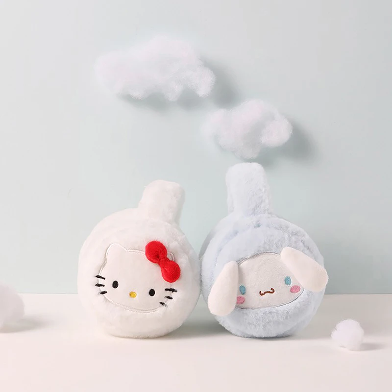 Kawaii Plush Warm Earmuffs Kawaii Melody Cinnamoroll Kuromi Hello Kitty Stuffed Plush Ear Cover for Winter Accessories for Women