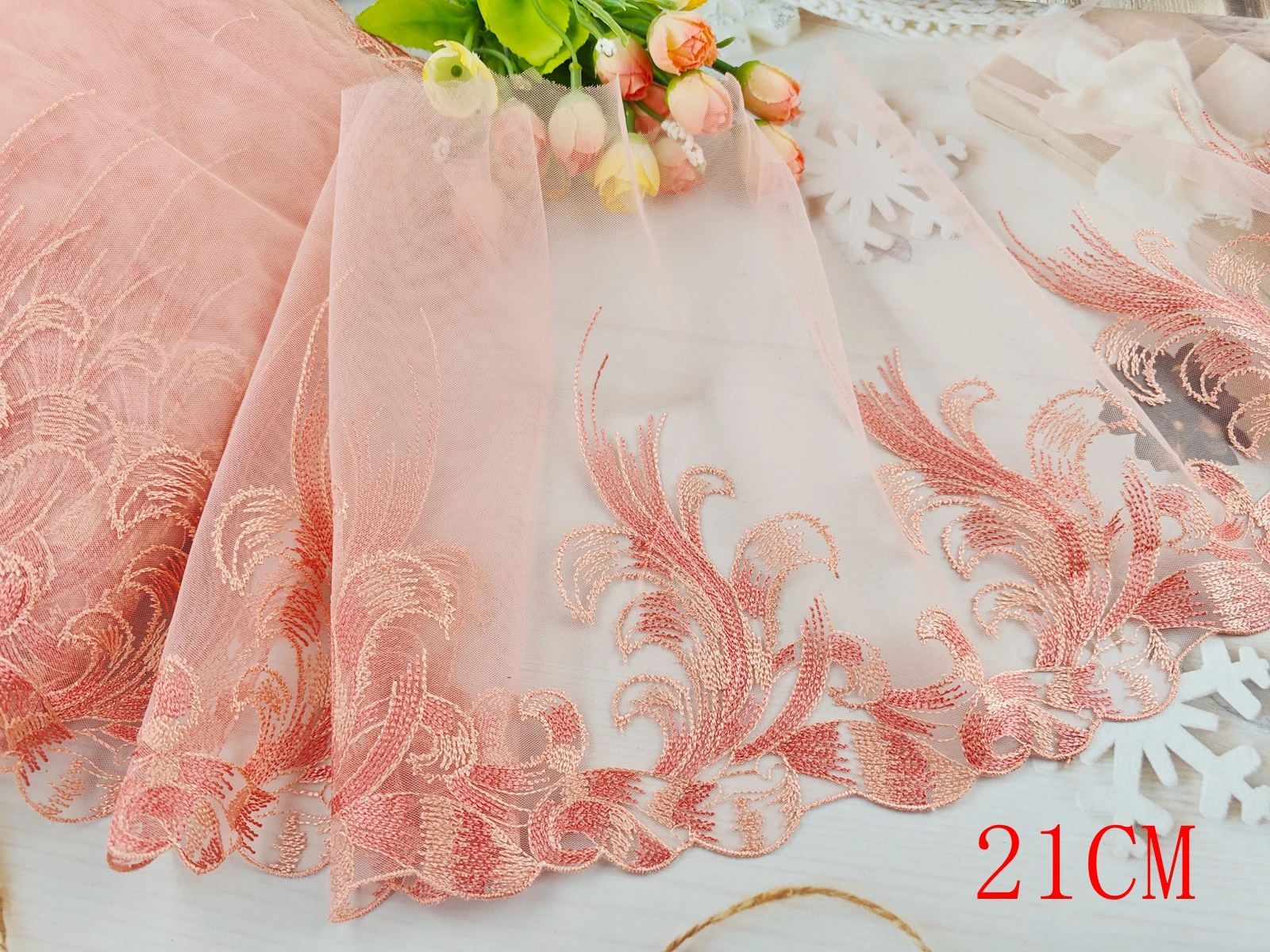 Wholesale Lot 1 Yards Delicate Embroidered flower Pink/Purple/Red/White/Black tulle lace trim DIY/sewing/Wedding Lace AC1