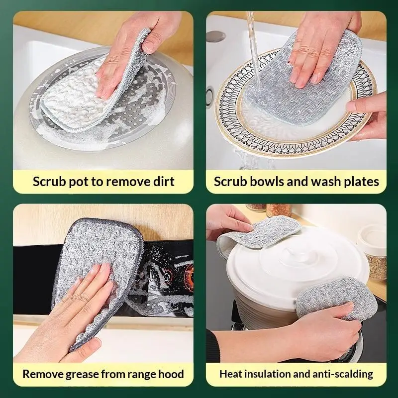 2026 New Generation Kitchen Cleaning Cloth Dishcloth Cleaning Pad Double-sided Silver Silk Cotton Thread Cleaning Cloth
