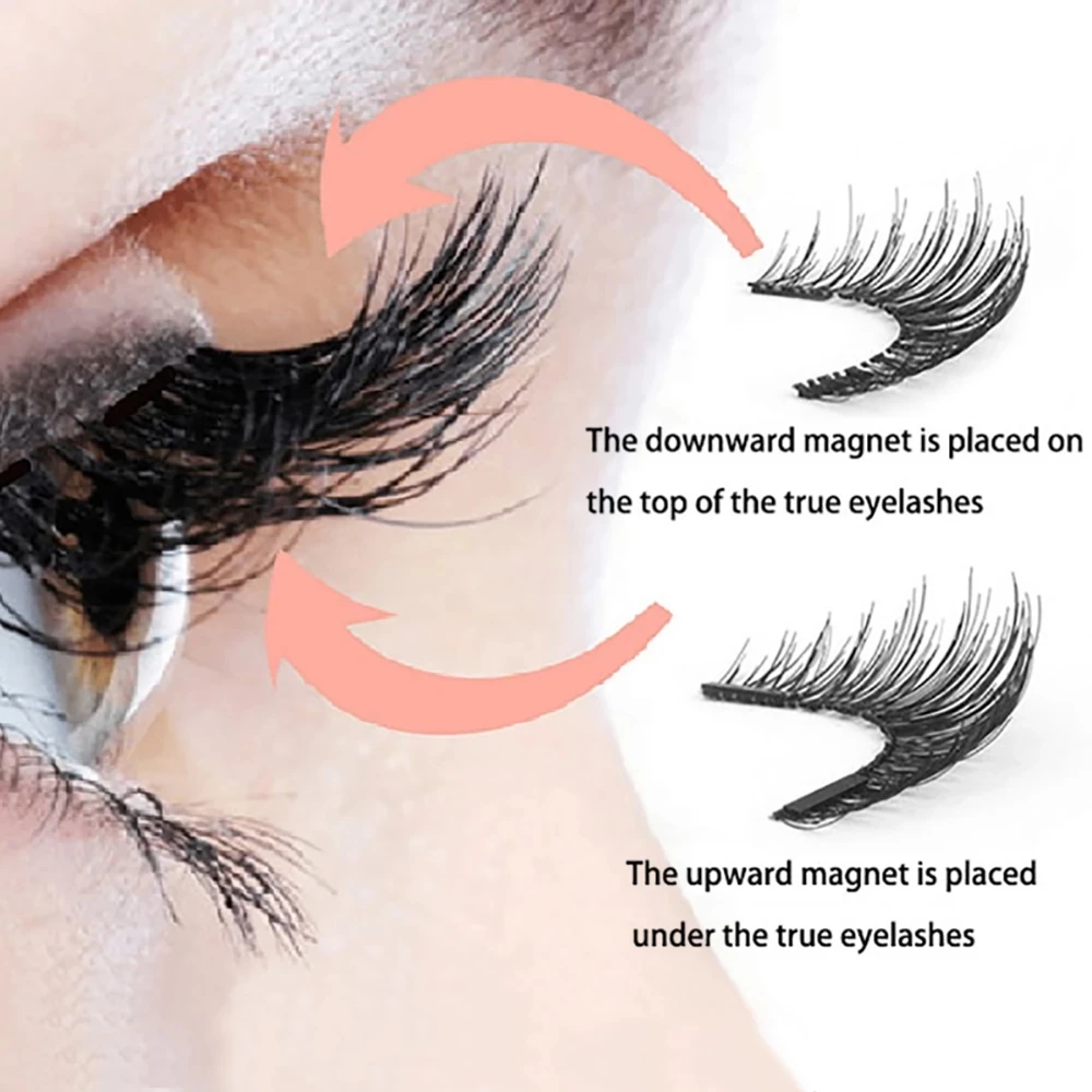 Anlinnet 4PCS 5 Magnets 3D Magnetic False Eyelashes Handmade Artificial Faux Cils Magnetic Natural Mink Eyelashes with Tweezers