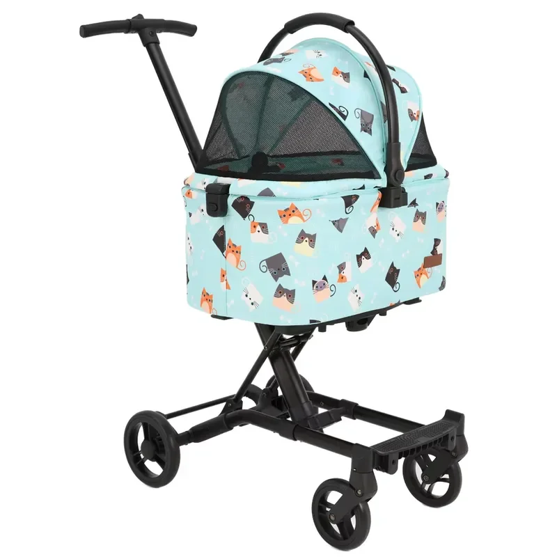 Adjustable Foldable Aluminum Pet Backpack 3 in 1 Removable 4 Wheel Washable Cloth Lightweight Durable Compact Aviation