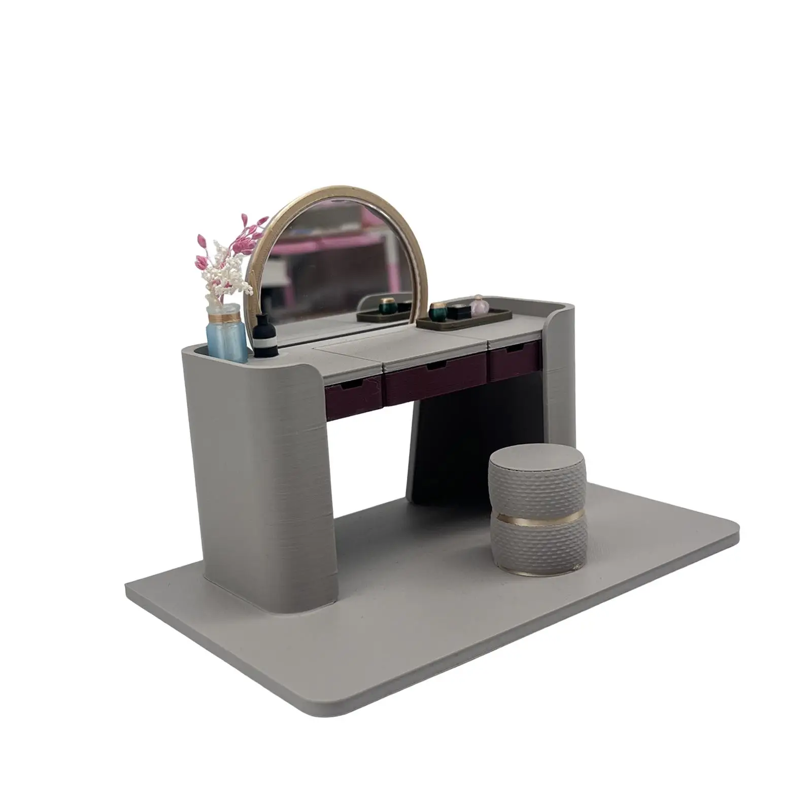 Dollhouse Miniature Vanity Table Model,Tiny,Pretend Play,Simulation,Mini House Accessories,Dollhouse Furniture for Doll House