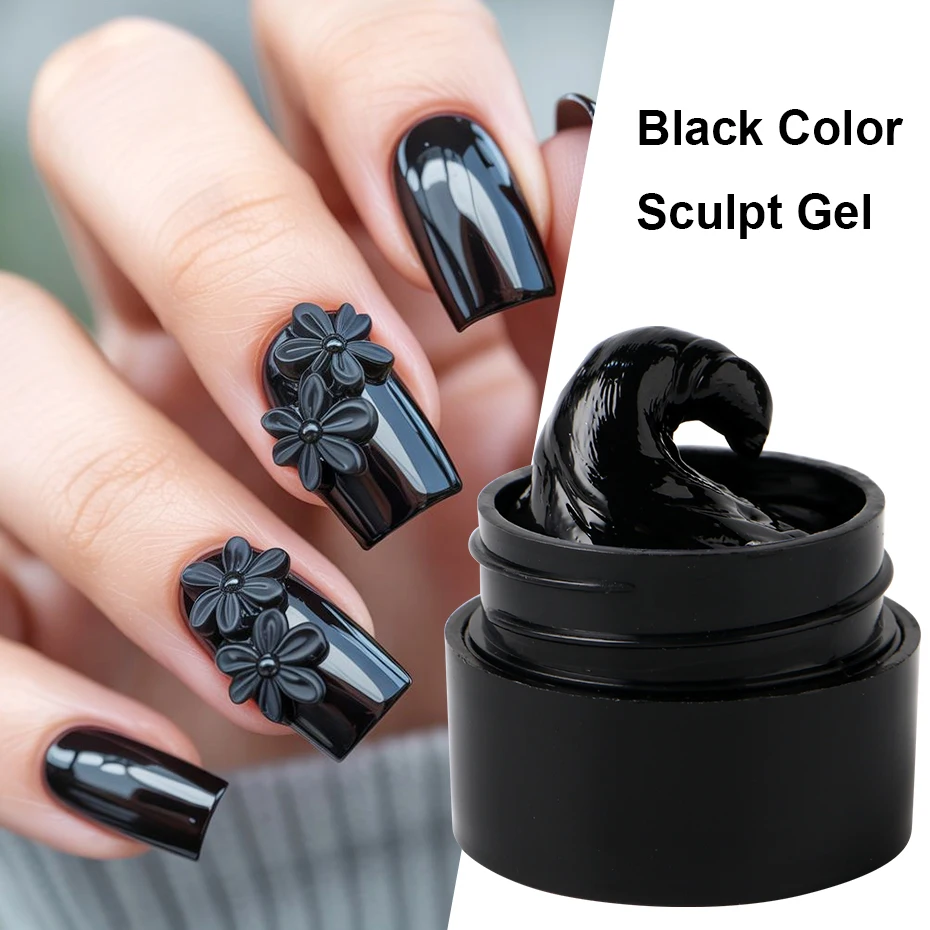 5ml Schwarzes 3D-Modelliergel für Schnelle Nagelverlängerung Elegantes Schnitz-Blumen-Nagelkunst-Formgel Nicht Klebend Handfreundliches Hartgel – Detail 4
