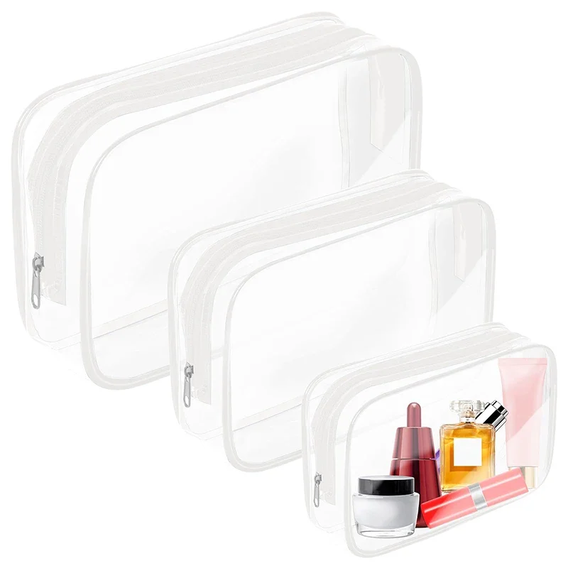 1-3pcs Makeup Cosmetic Bags Transparent Storage Bags Travel Waterproof Wash Pouch Holder Large Capacity PVC Cases Organizer