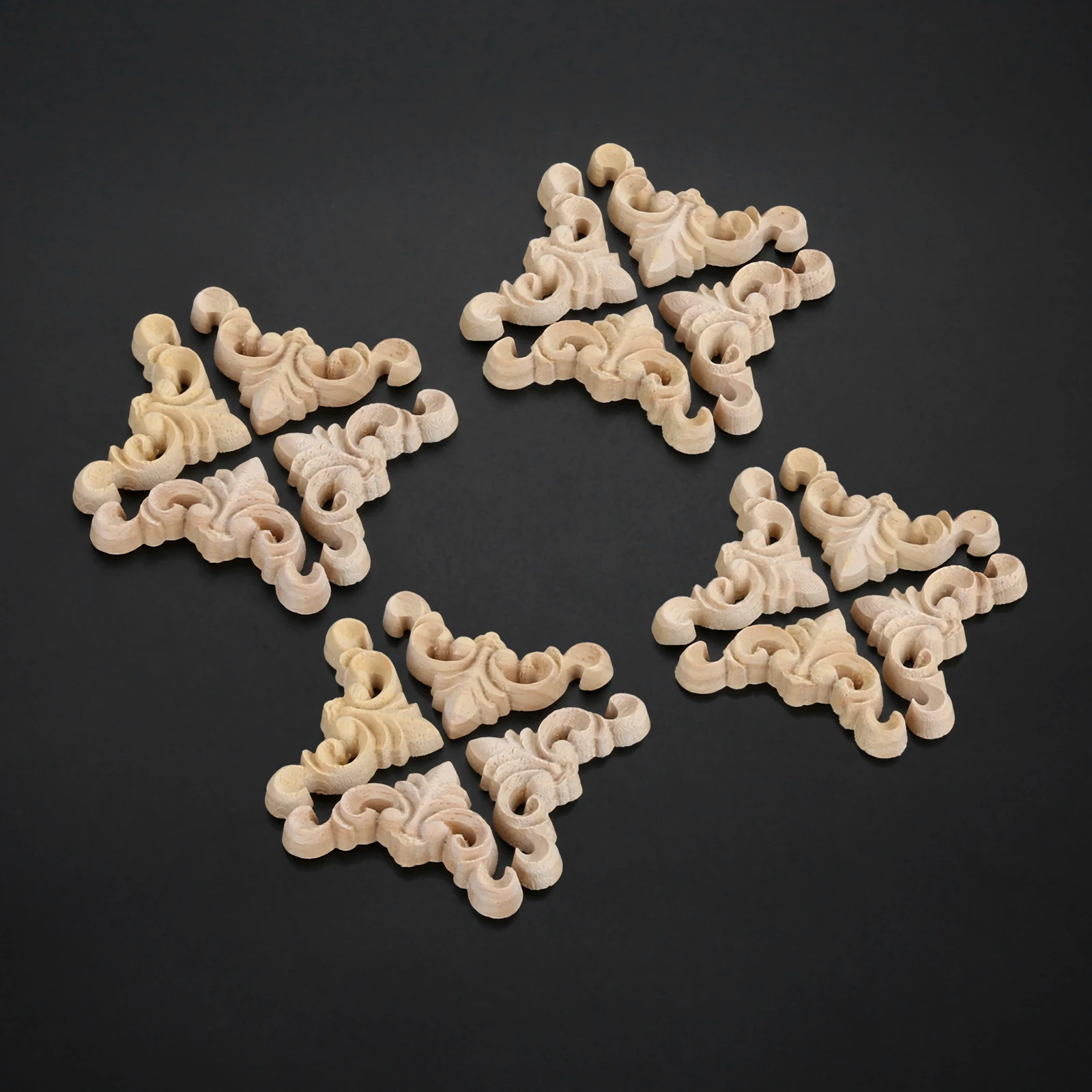 1/4/8/20/50PCS European Style Wooden Figurines Woodcarving Decal Decorate For Cabinet Wall Bed Door Decorative Accessories 4*4cm