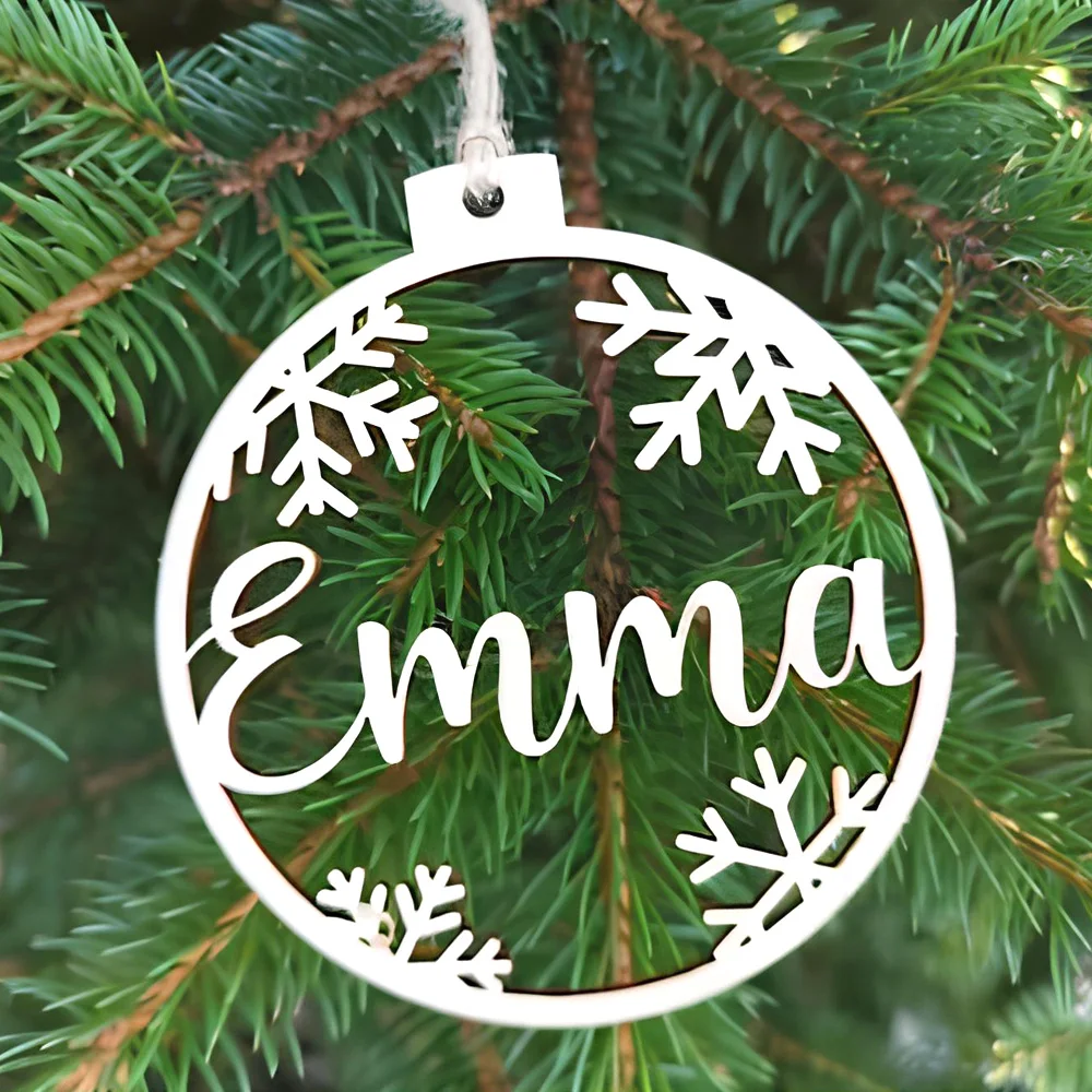 10Pcs Wooden Christmas Balls with Name, Personalized Christmas Ornaments, Personalized Christmas Gift