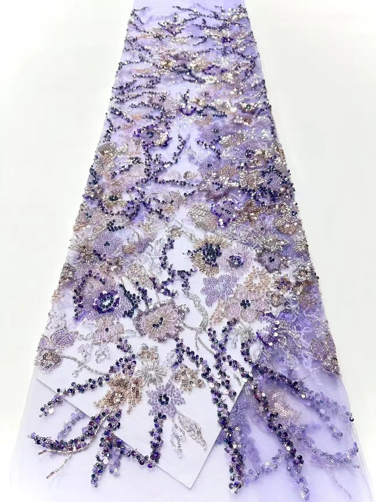 African Sequins Pearls Lace Fabric 2026 High Quality French Heavy Beaded Tulle Lace Fabric Nigeria For Bridal Party Dress CC1818