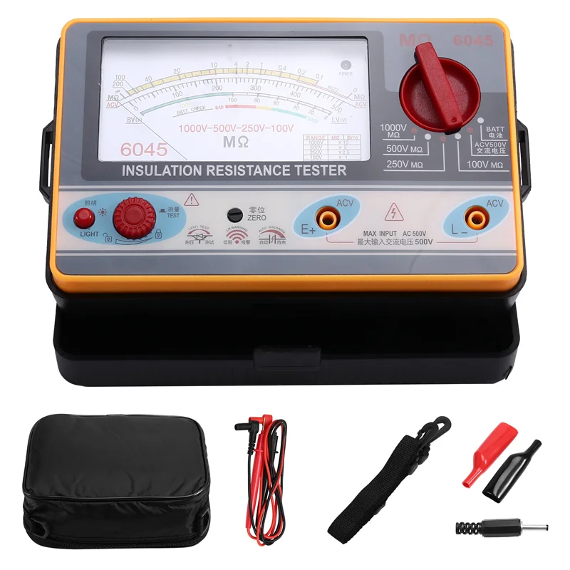 ABWP-TY6045 절연 저항기 디지털 저항계 휴대용 테스터 메가미터 0-2000MΩ 100V/250V/500V/1000V 고정밀