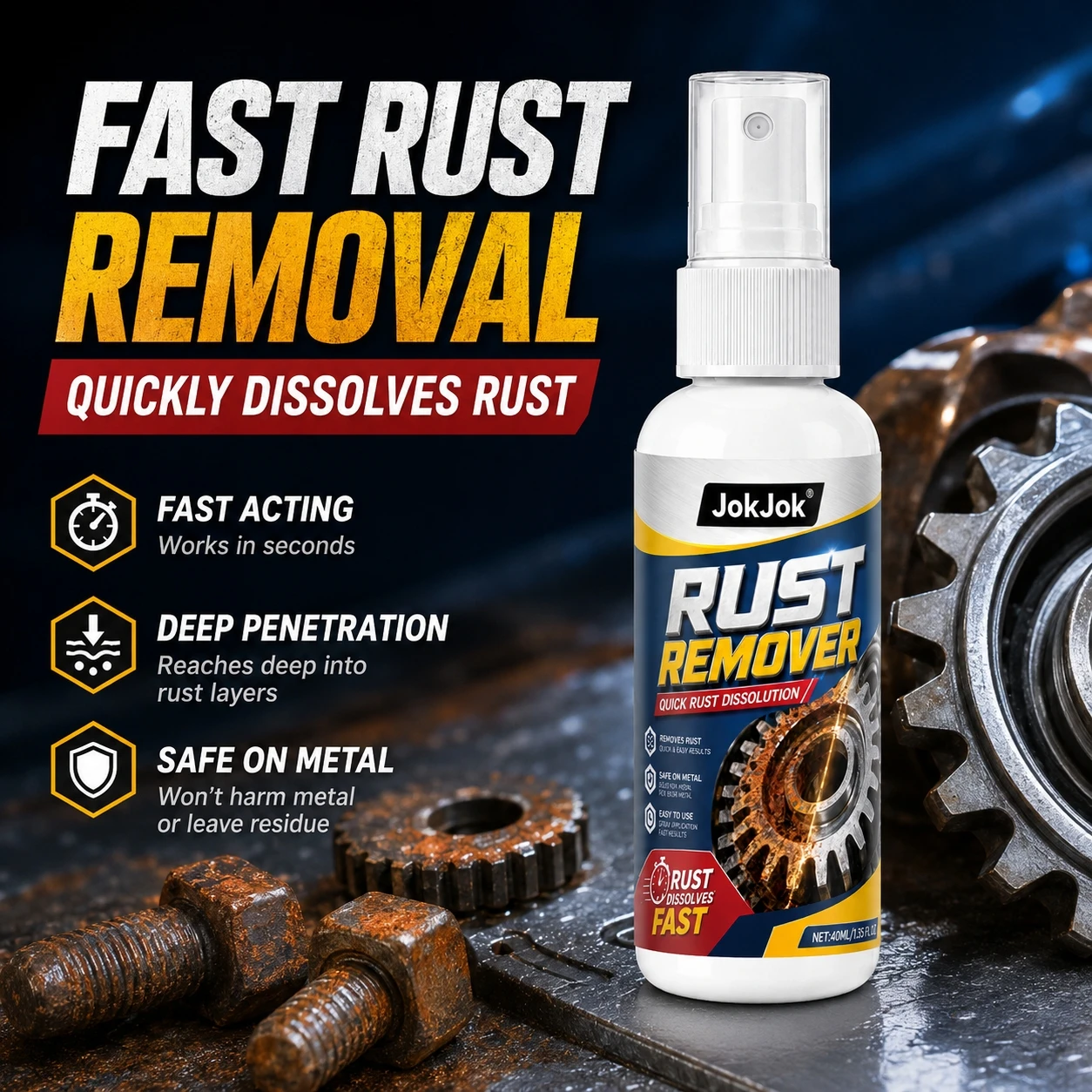 Automotive Car Rust Remover Spray for Wheel Rim Exhaust Pipe Metal Restoration Heavy Duty Rust Cleaner Anti-Rust Solution
