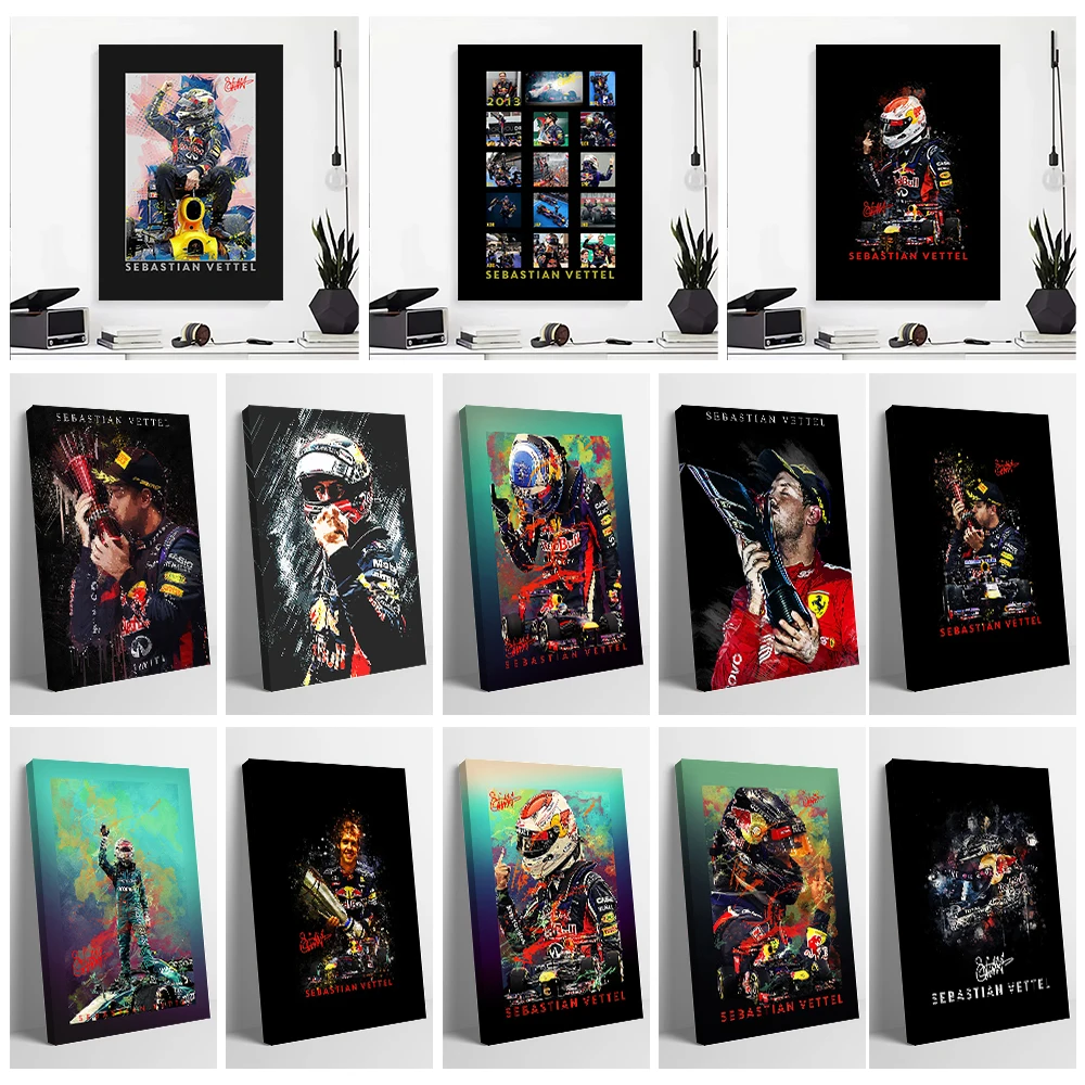 Sebastian Vettel Racing Posters Canvas Wall Arts Personalized Pictures Printing for Fans Room Decoration Aesthetics Decor Luxury