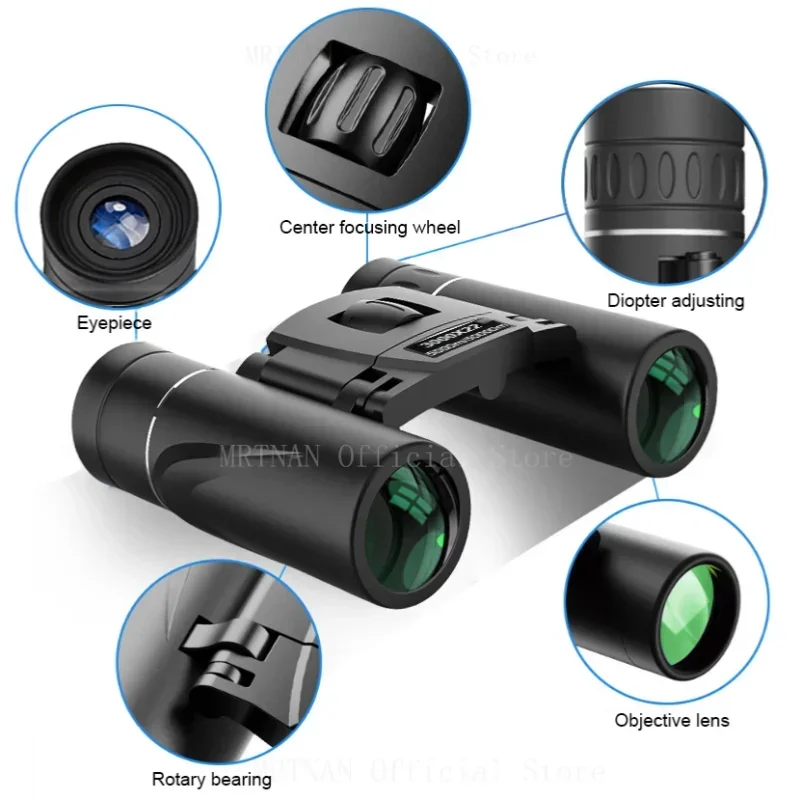 3000X22 High Power HD Low Light Level Binoculars Portable Long Range Folding Mini Telescope Optics For Hunting Travel