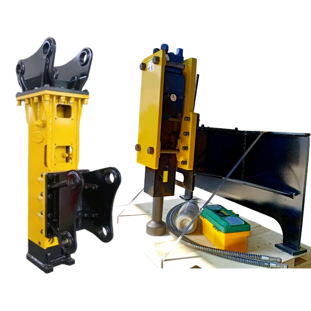PoweRock Hydraulic Hammer Rock Breaker Post Driver Bit Thumb Post Pounder 68mm Chisel Diameter Hydraulic System 4-7 Ton