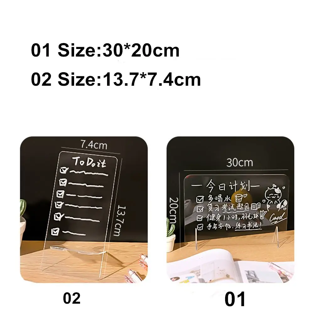 Desktop Transparent Acrylic Note Board Student Message Board Creative Memo Portable Mini Writing Board