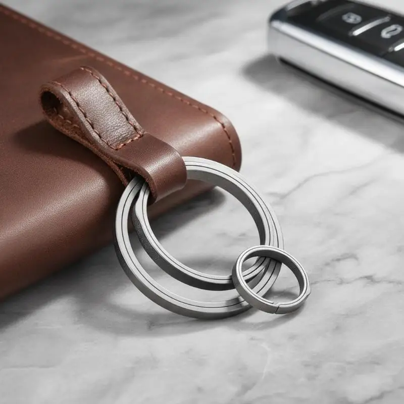 New！Titanium Key Ring Super Lightweight Hanging Buckle Keychain for Male Creativity Gift Keyfobs Crafts Keyring