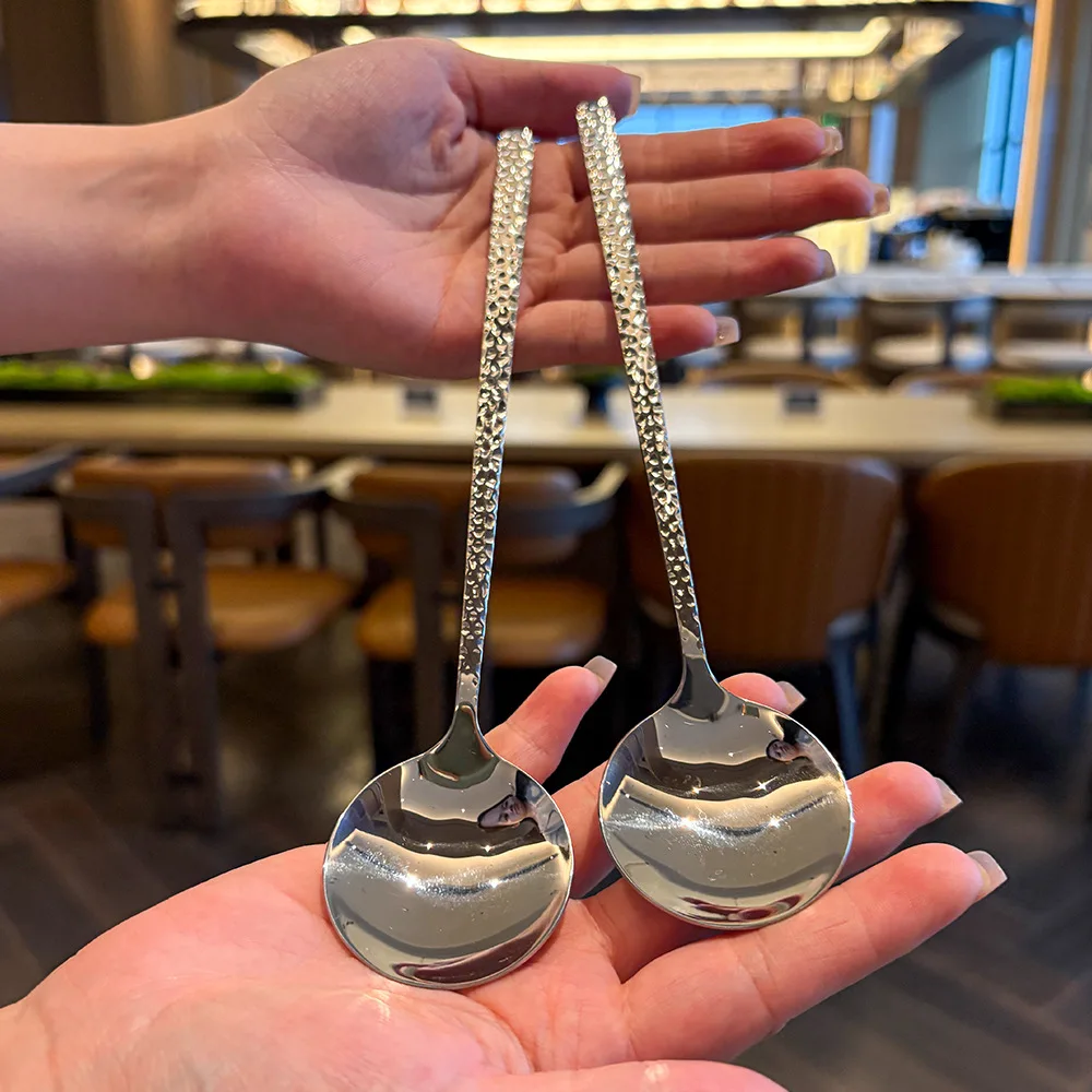 

Высокоэстетические утолщенные обеденные ложки из нержавеющей стали | Десертные ложки в корейском стиле | Утолщенные маленькие суповые ложки для домашнего использования