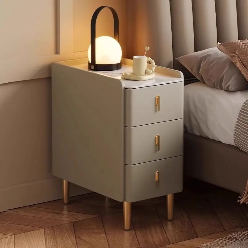 

Smart bedside table ultra-narrow solid wood simple modern multi-functional home bedroom light luxury small bedside table