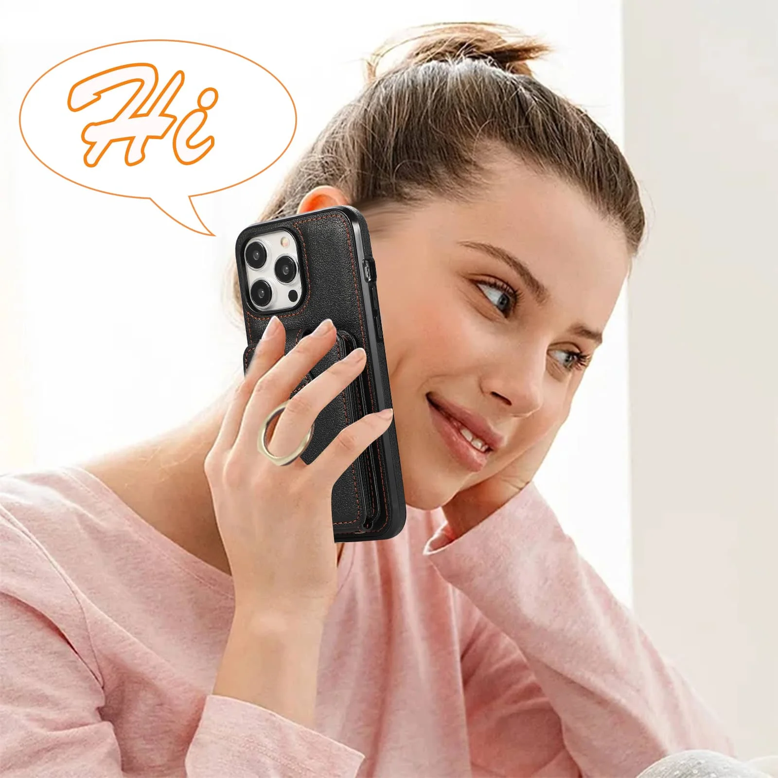 For iPhone 18/17e/16/15/14 Pro Max Plus Case Wallet with Card Holder, 360°Rotation Finger Ring Holder Kickstand, RFID Blocking