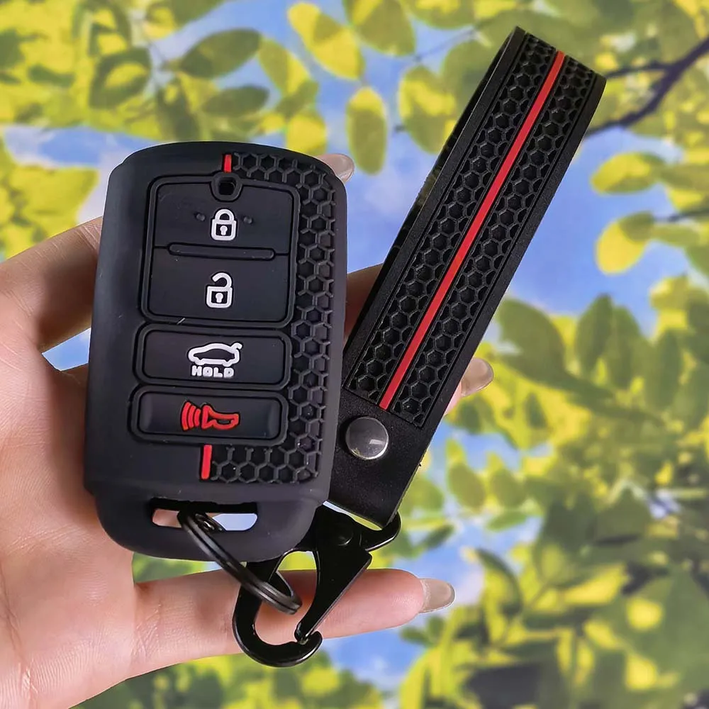 Performance Non-slip Grid Key Case With Keychain For KIA Cadenza K7 New K7 K9 K900 Sorento Keyless Remote Sleeve