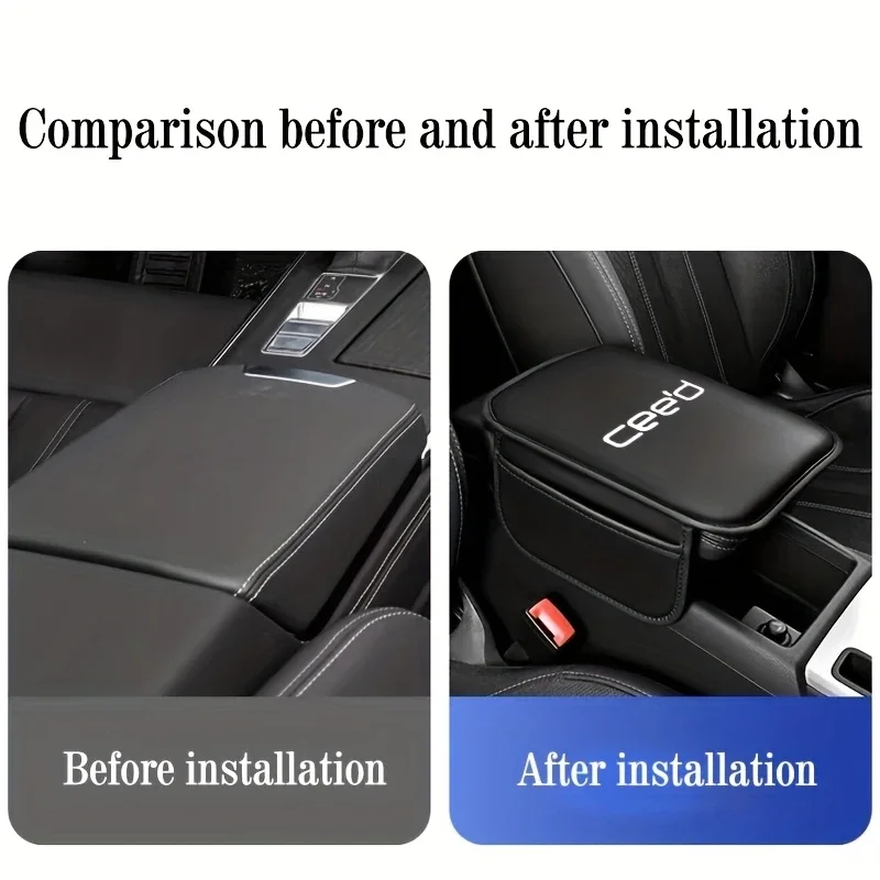 Applicable to the center console pad, armrest pad, armrest box heightening pad and storage pocket of KIA CEED vehicles.