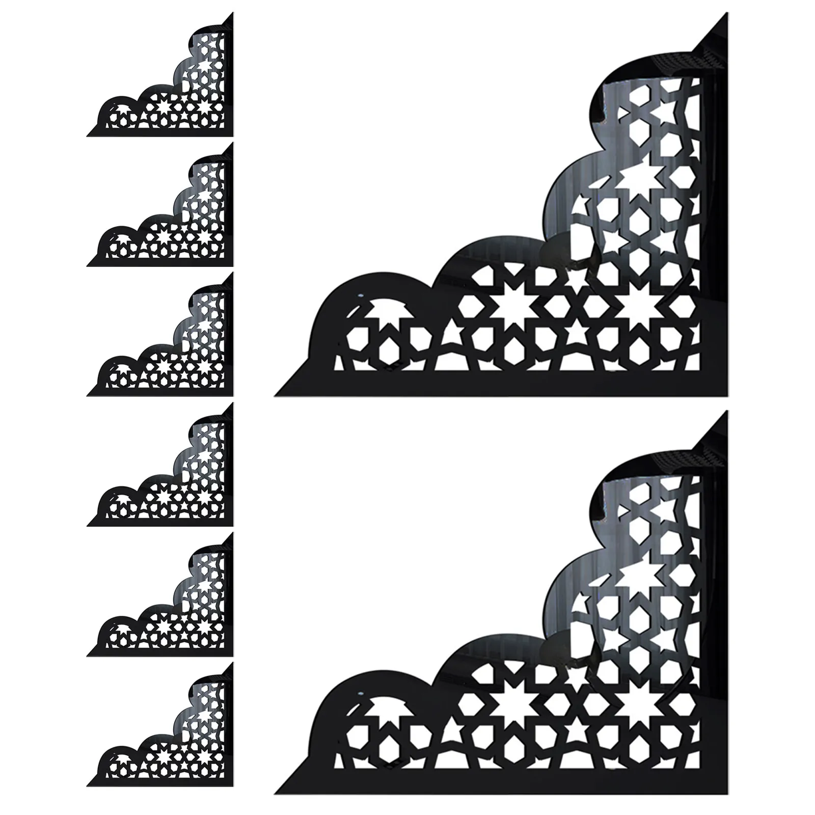 8Pcs Acrylic Self-Adhesive Mirror Corner Wall Stickers Decorative Appliques for Kitchen Cabinet Doors Vintage Molding Trim