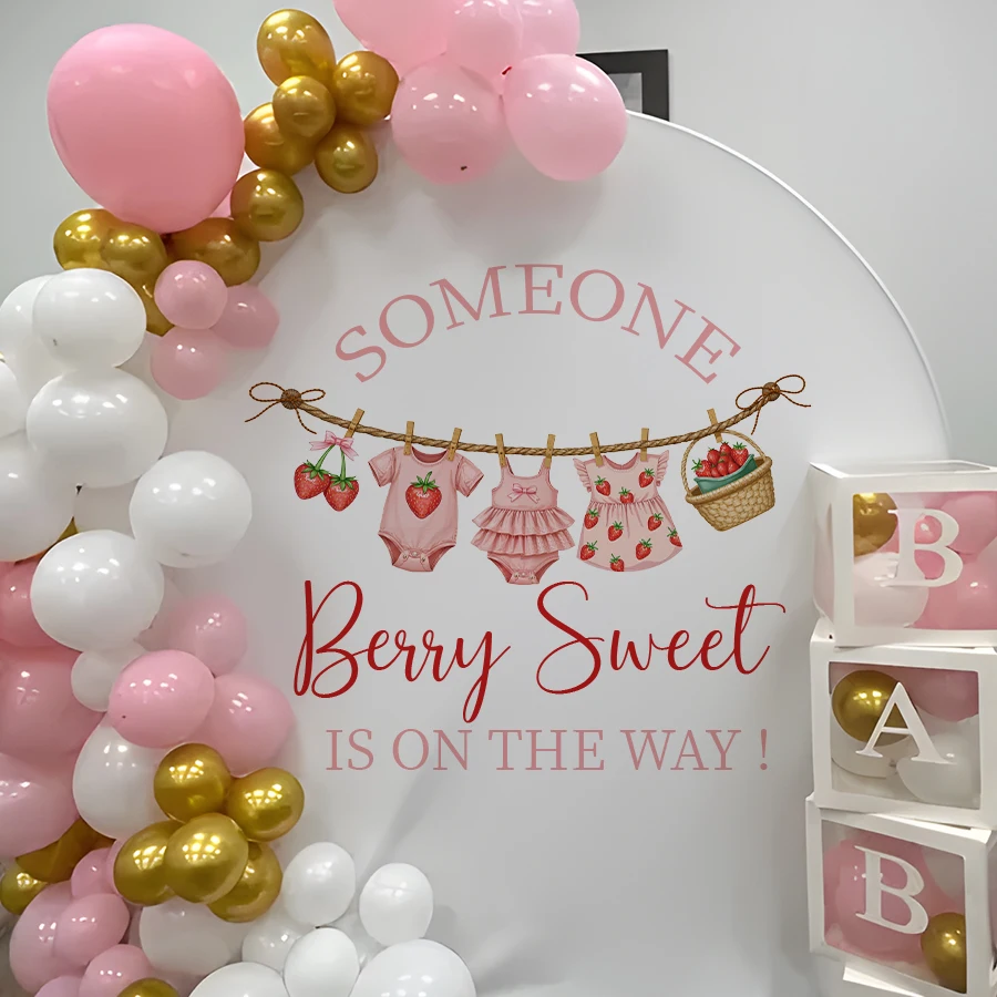 Divertida pegatina de pared dulce de fresa y baya, bonita calcomanía para ropa de bebé, ideal para el hogar, guardería, fiesta de bienvenida para bebé, decoración de fiesta para niña