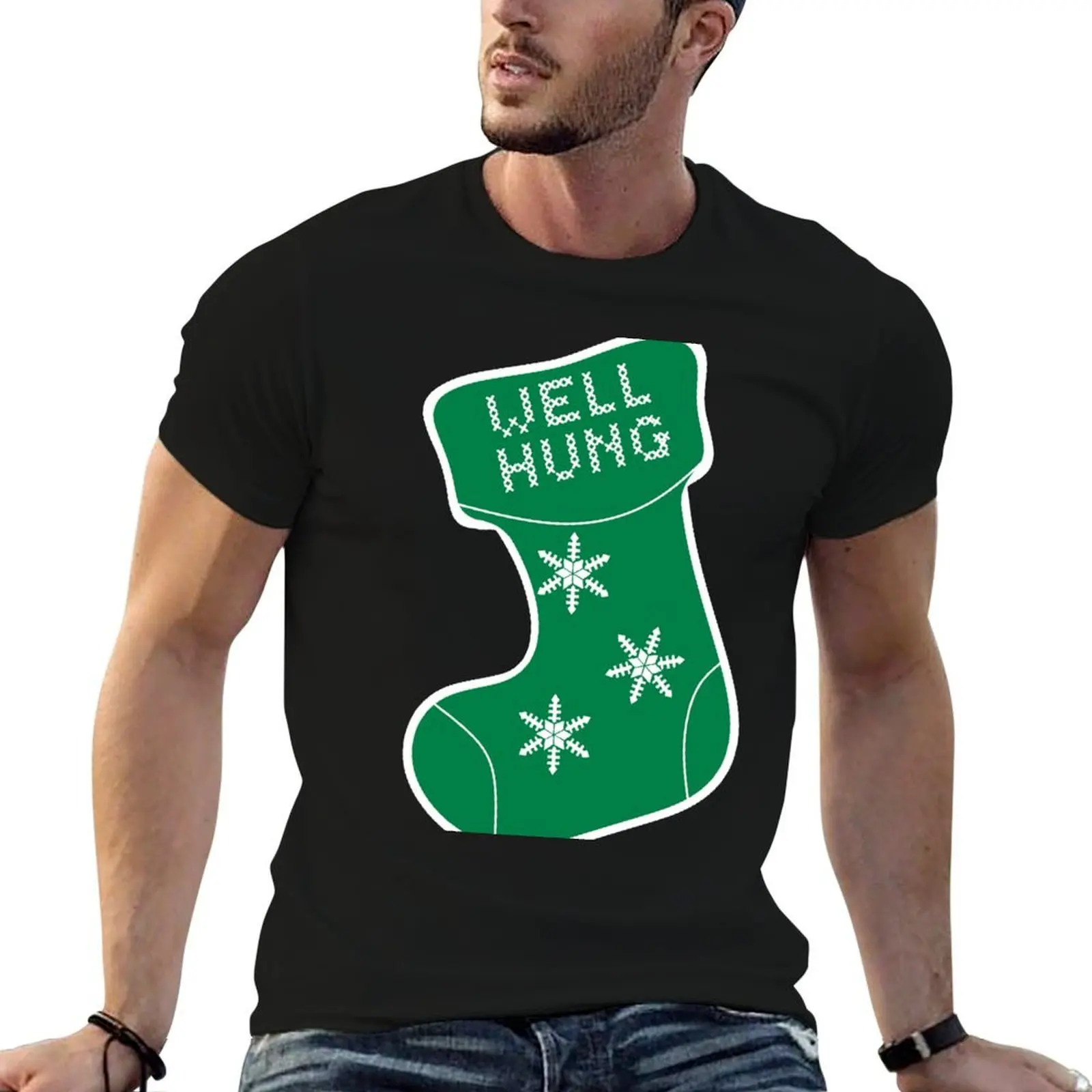 Well Hung Funny Christmas Stocking T-Shirt quick-drying topping t shirt for men