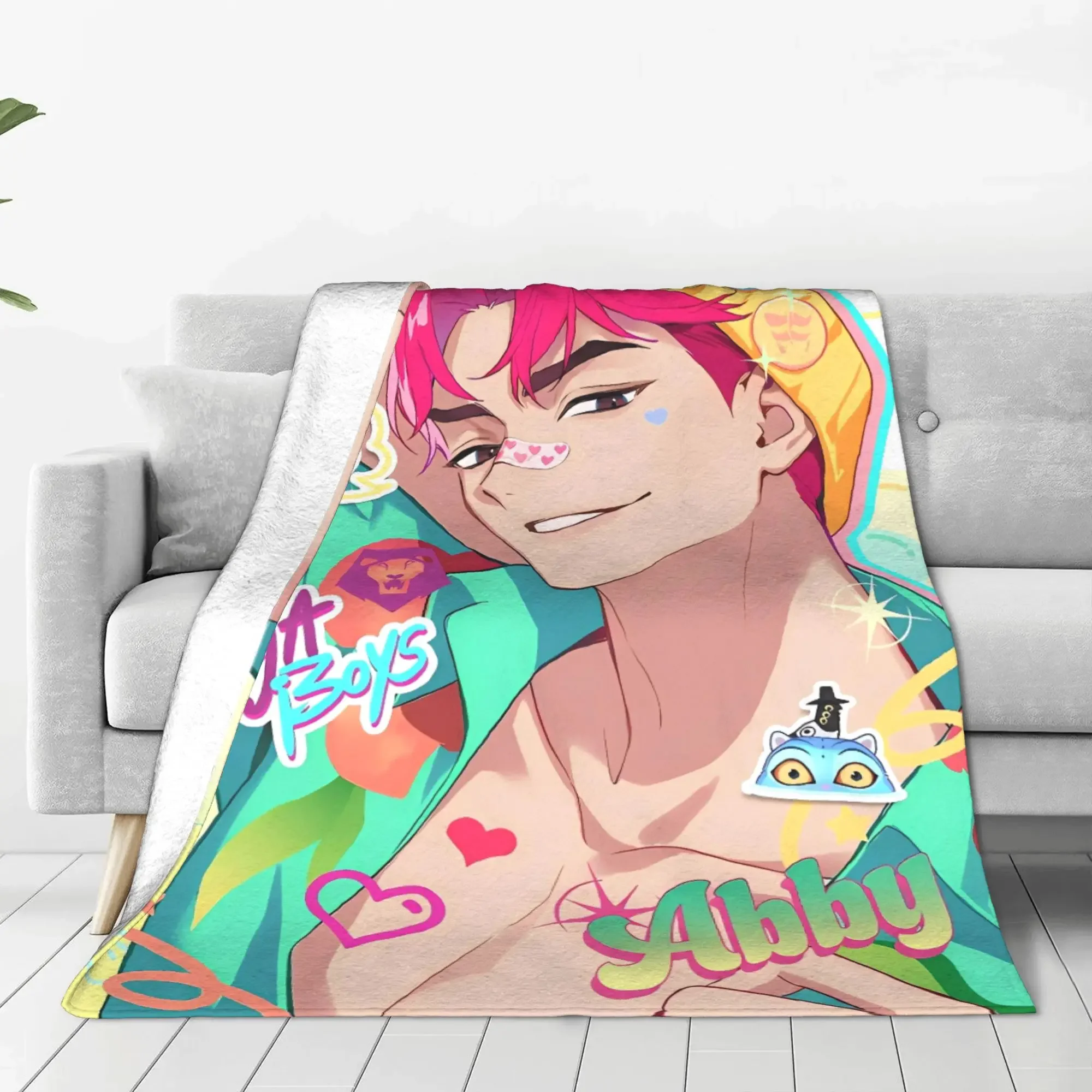 

Super Warm Kpop Demon Hunter Plush Throw Blanket for Home Decor Abby Flannel Design Quality Bedspread