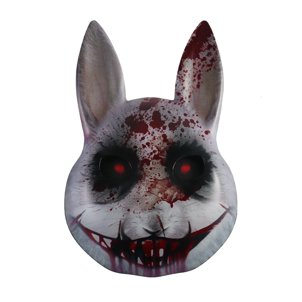 Coniglio Viso Cosplay Prop Coniglio Maschera Copertura Spaventoso Vestito insanguinato Costume Accessorio per feste per Halloween Party Donne adulte Uomini