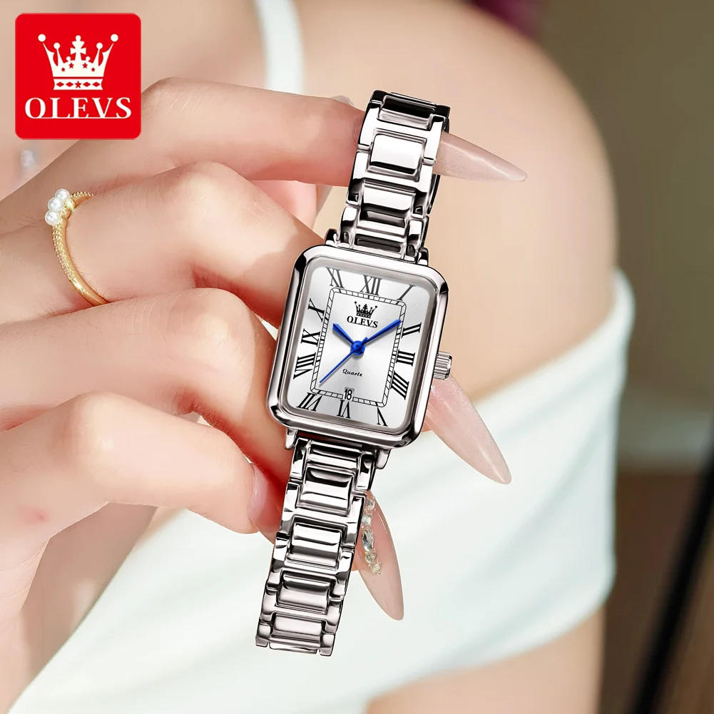 OLEVS 5641 Watches For Woman Elegant Square Quartz Watch Waterproof Luminous Date Ladies Watch Girls Bracelet Set Gifts Box New