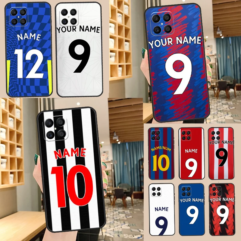 Personalised Football Name Number Case For Huawei Honor 50 X9 X8 X7 P20 P30 P40 Lite P50 Pro P Smart 2021 Nova 9 5T Cover