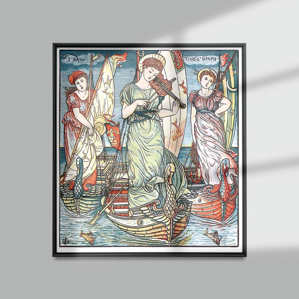 Walter Crane Exhibition Museum Poster Woman Three Ship Art Print Wall Hanging Stickers Decor Canvas Painting