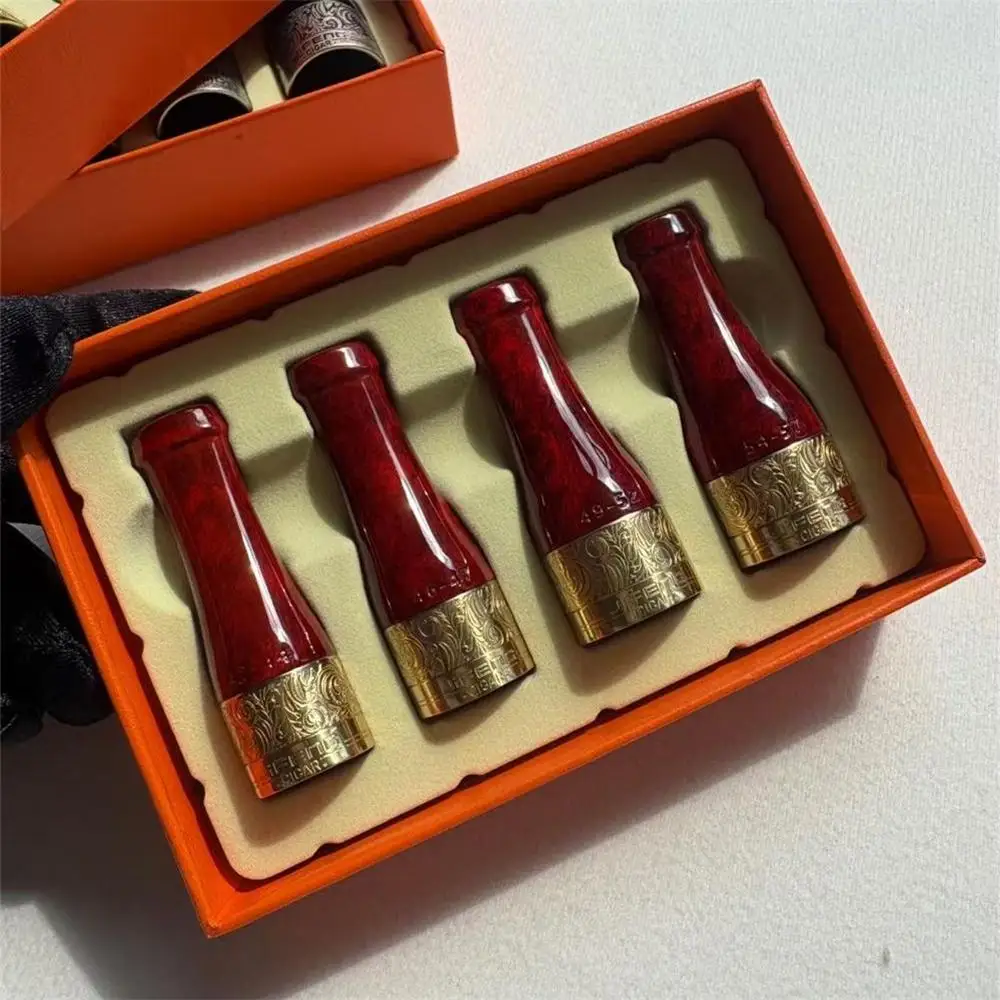 Red JIFENG Monsoon Cigar Mouthpiece Reusable Cigar Tip Cigar Mouthpiece Extension Four-piece Set of Cigar Mouthpieces