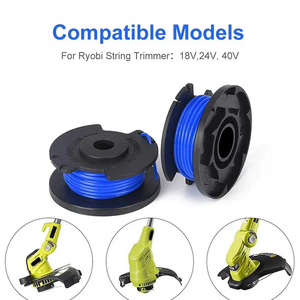 Trimmer Spool Line For Ryobi One Plus AC14RL3A 18V 24V 40V Auto-Feed Wireless Weeder Spool Replacement Trimmer Line With Cover