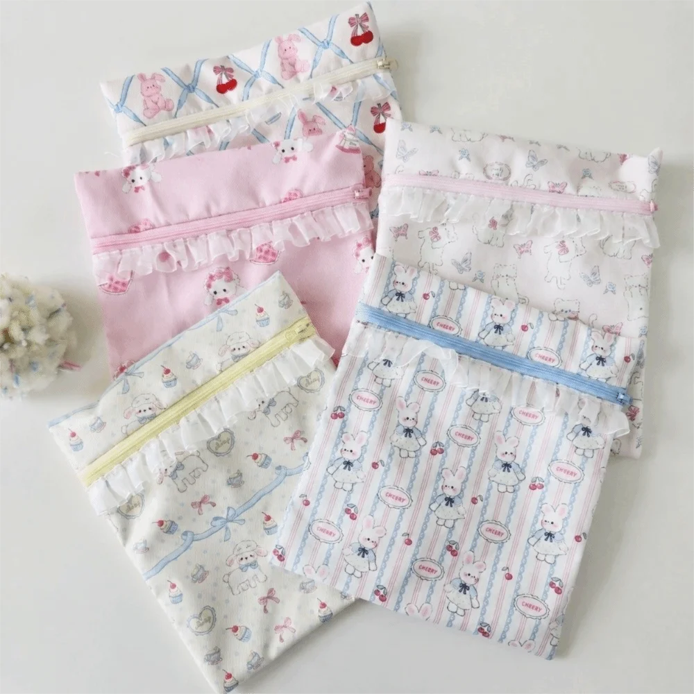 New Waterproof Storage Bag Cartoon Print Large Capacity Kindergarten Organizer Ruffle Trim Portable Travel Toiletry Bag